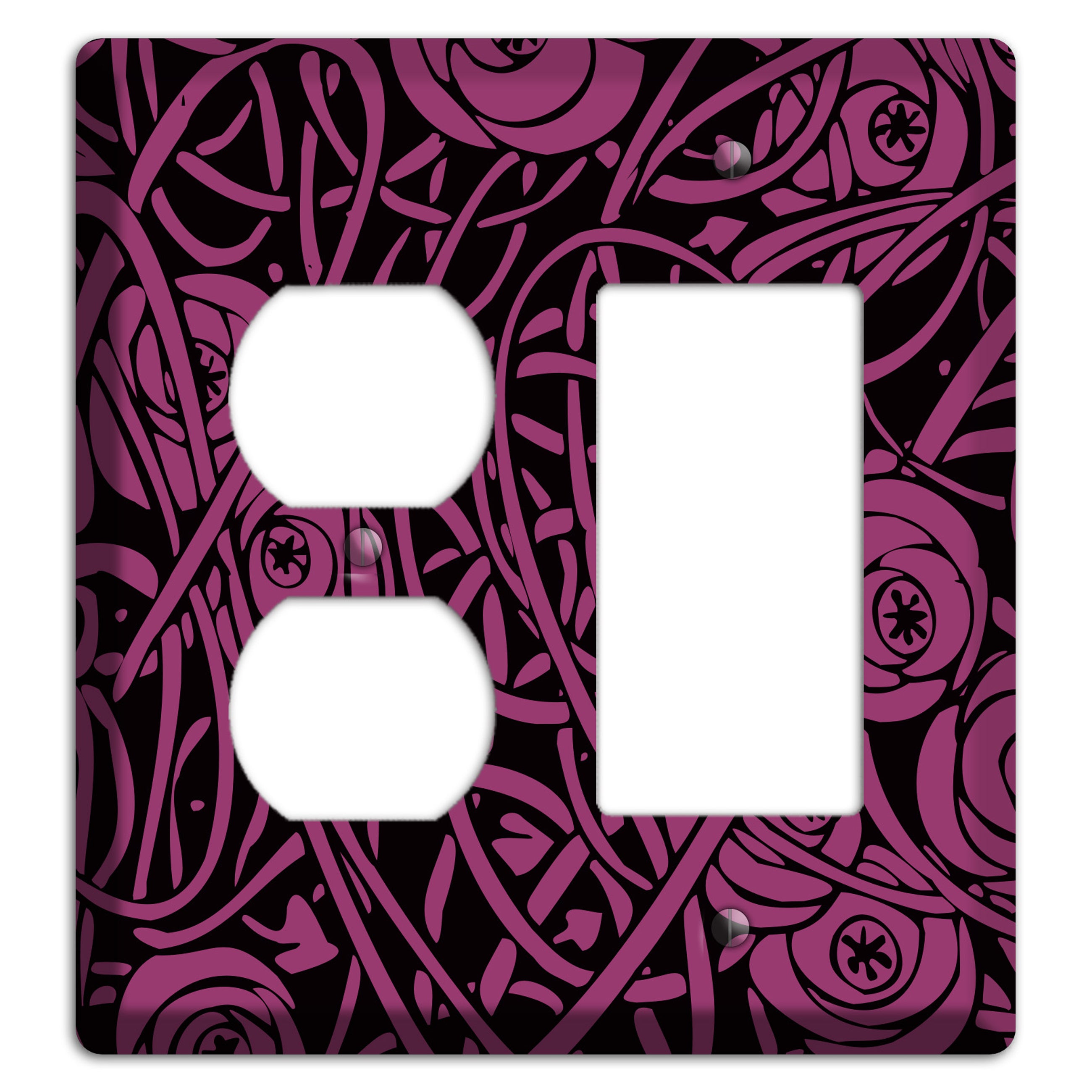 Fuschia Deco Floral Duplex / Rocker Wallplate