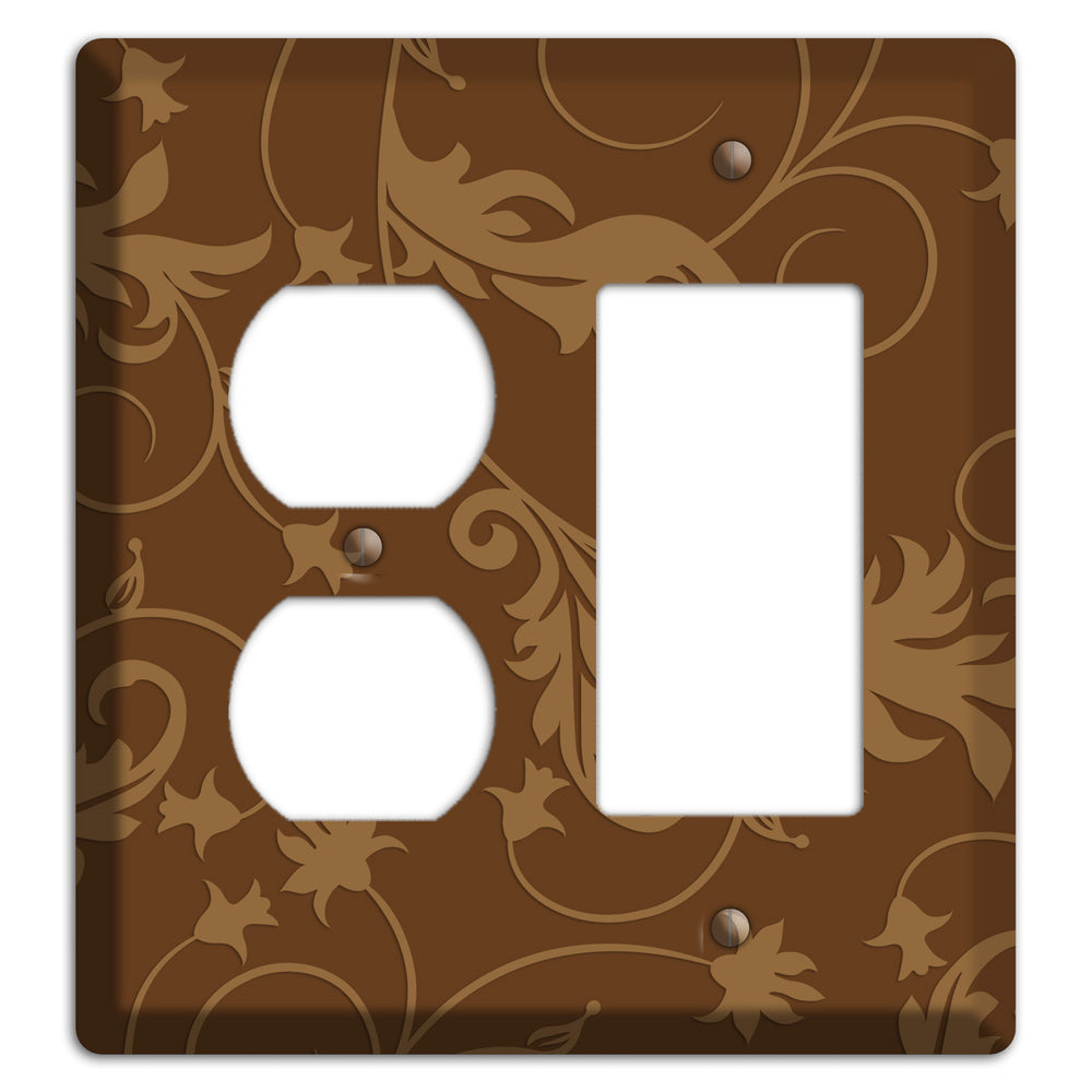 Brown Victorian Sprig Duplex / Rocker Wallplate