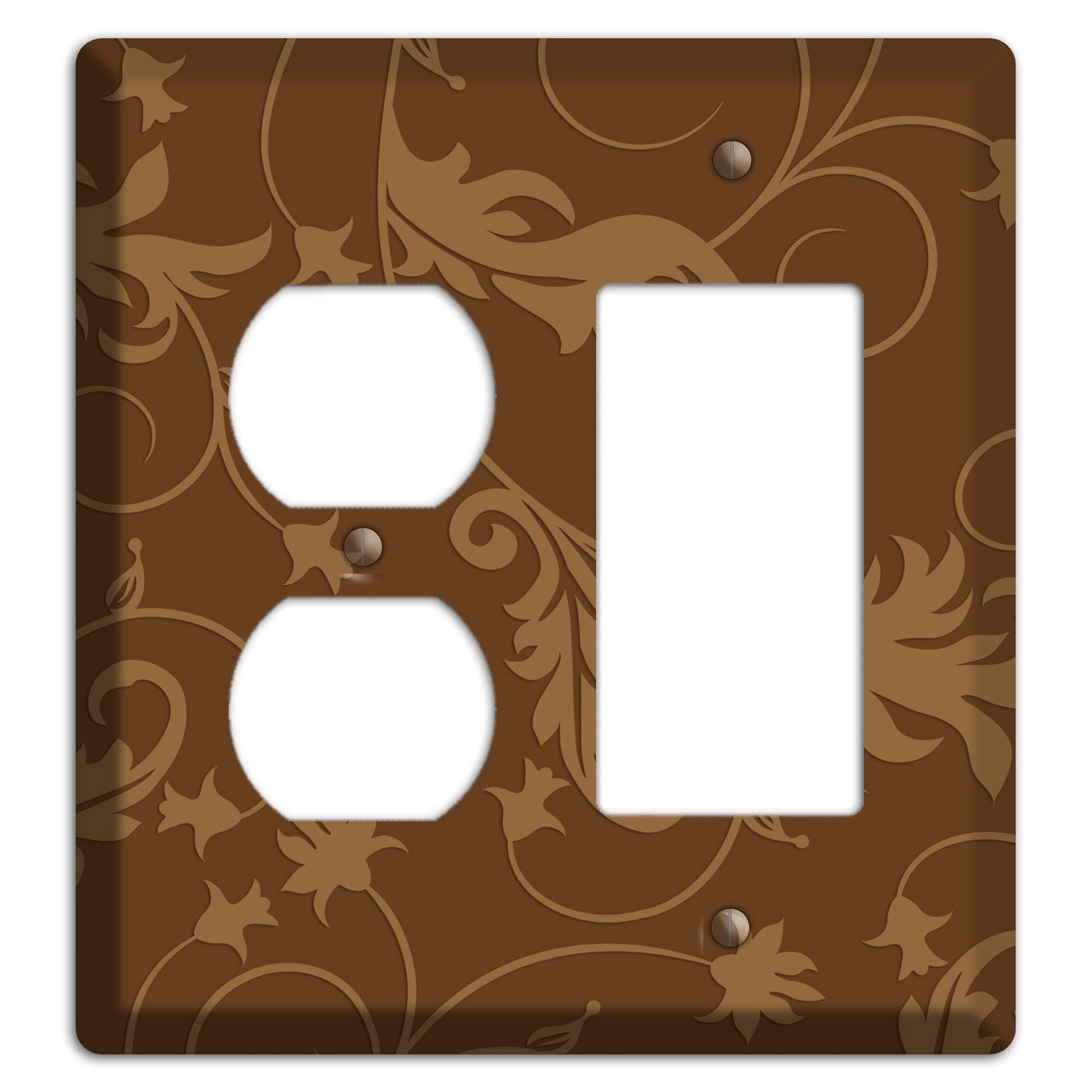Brown Victorian Sprig Duplex / Rocker Wallplate