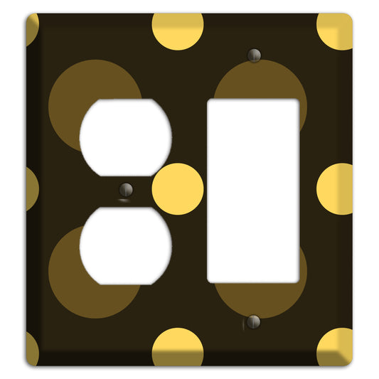 Brown with Brown and Yellow Multi Medium Polka Dots Duplex / Rocker Wallplate