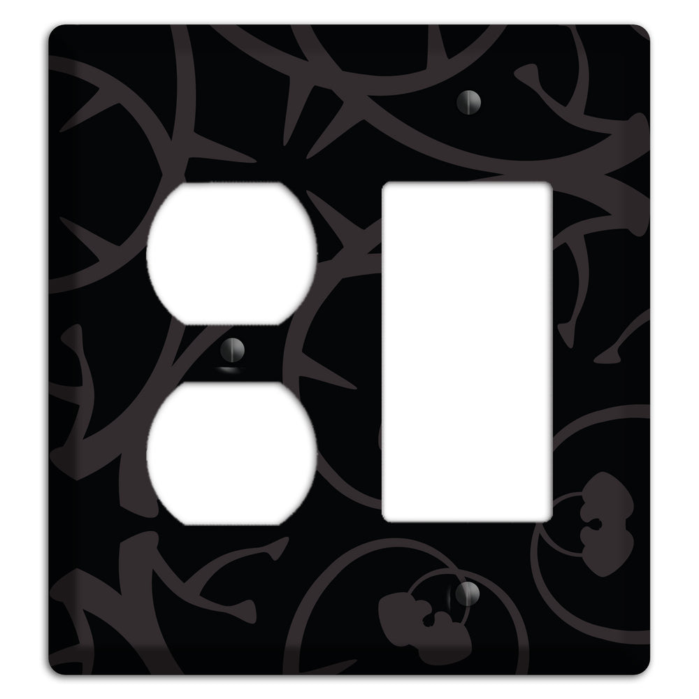 Black with Grey Abstract Swirl Duplex / Rocker Wallplate