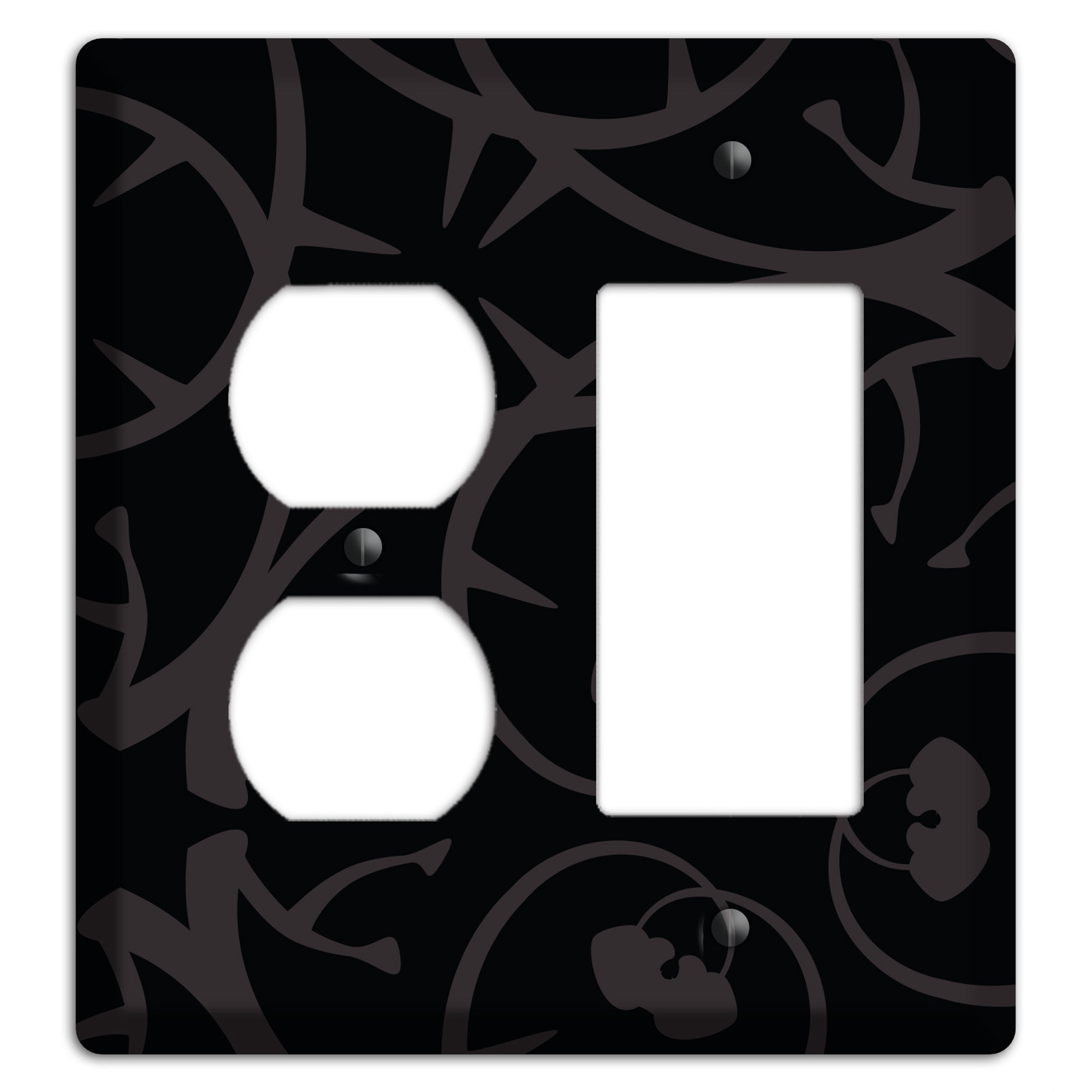 Black with Grey Abstract Swirl Duplex / Rocker Wallplate