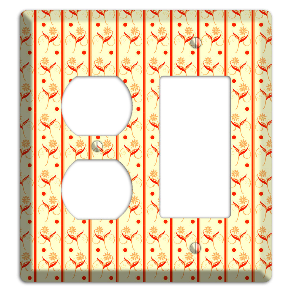 Yellow Floral Pattern Duplex / Rocker Wallplate