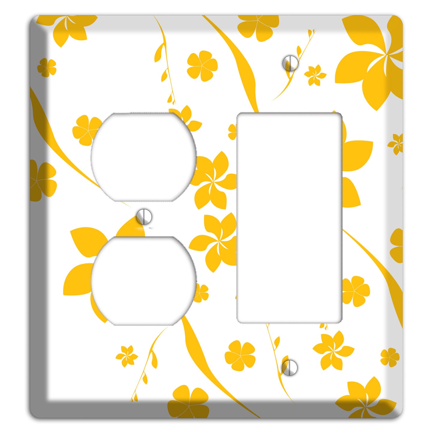 White with Yellow Flower Duplex / Rocker Wallplate