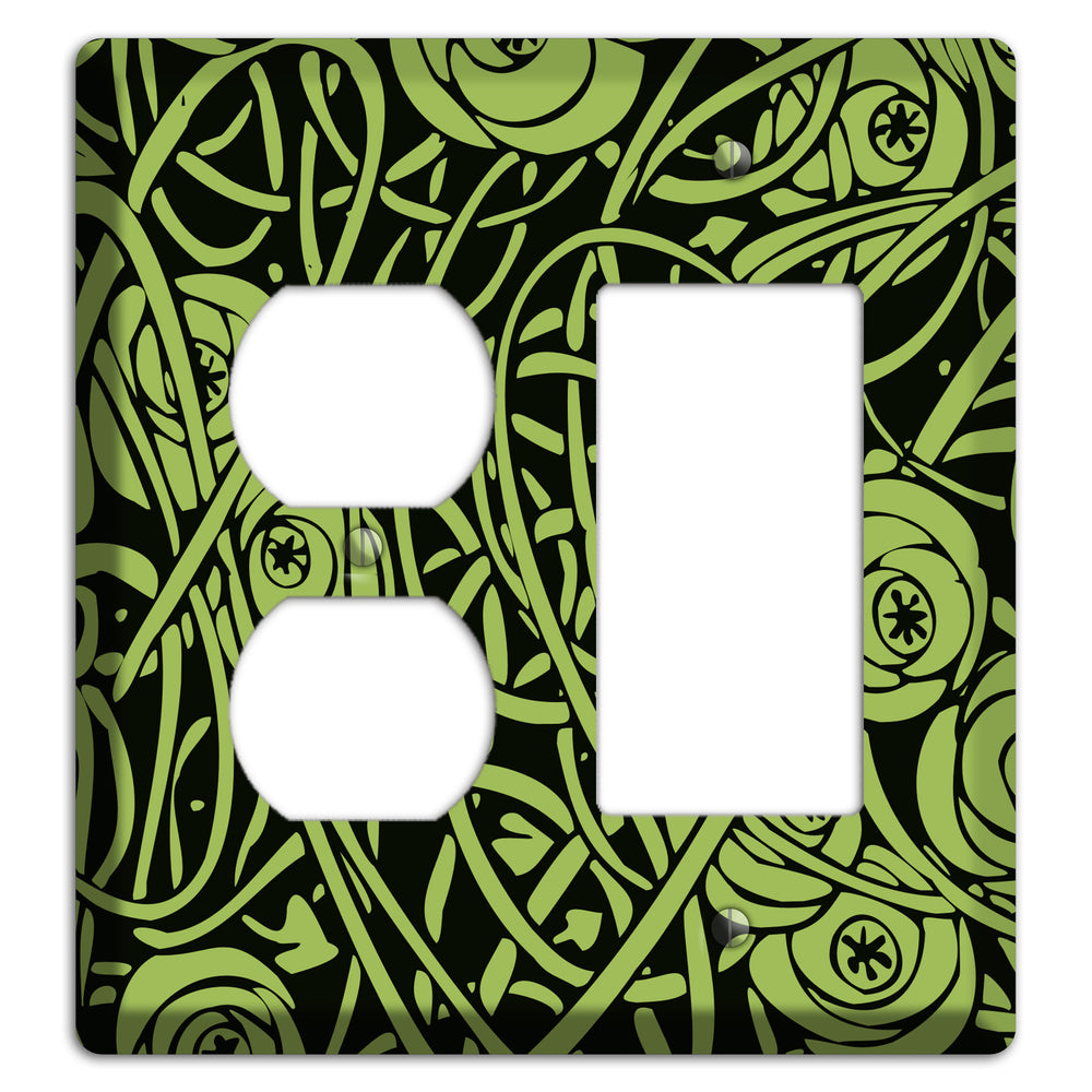 Green Deco Floral Duplex / Rocker Wallplate