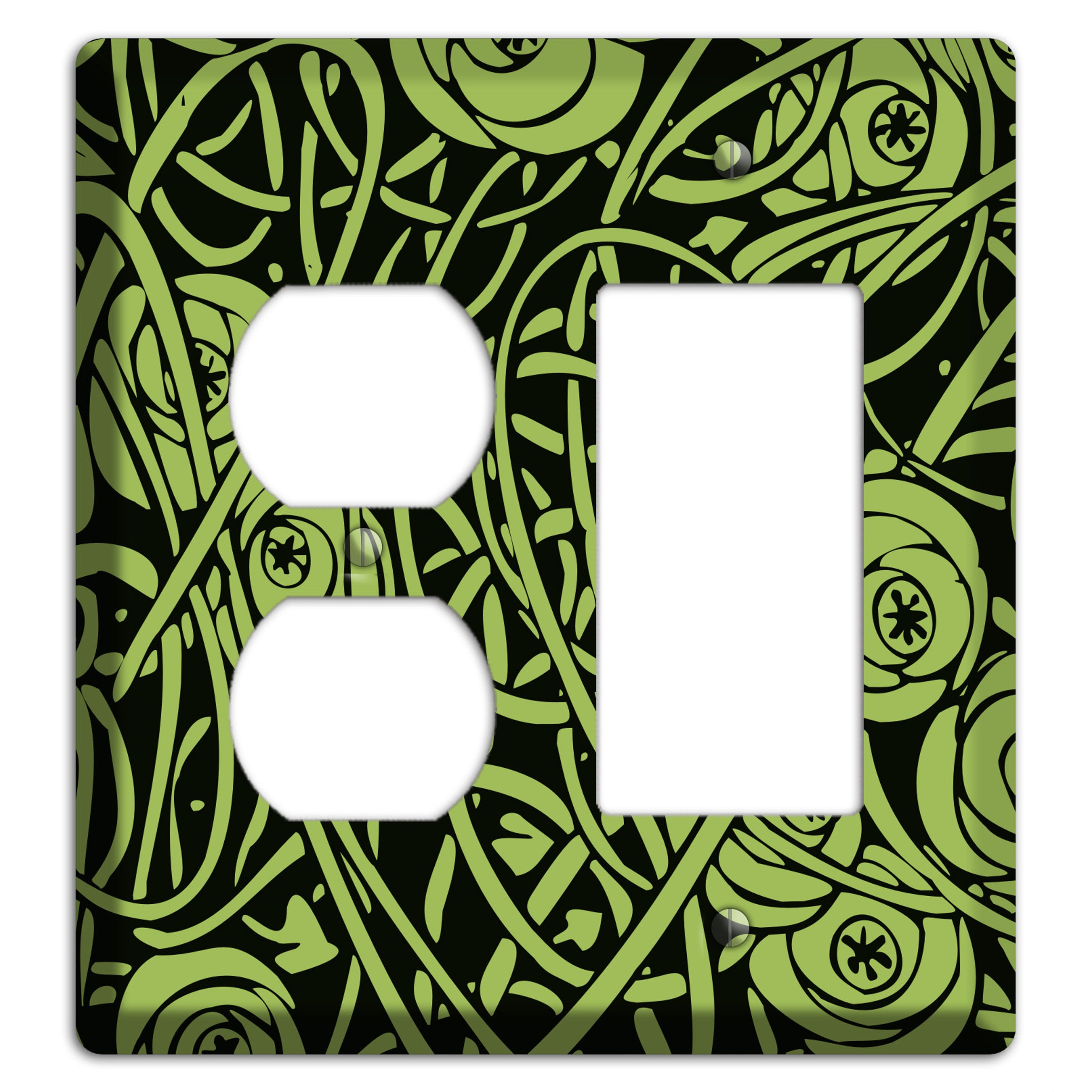 Green Deco Floral Duplex / Rocker Wallplate