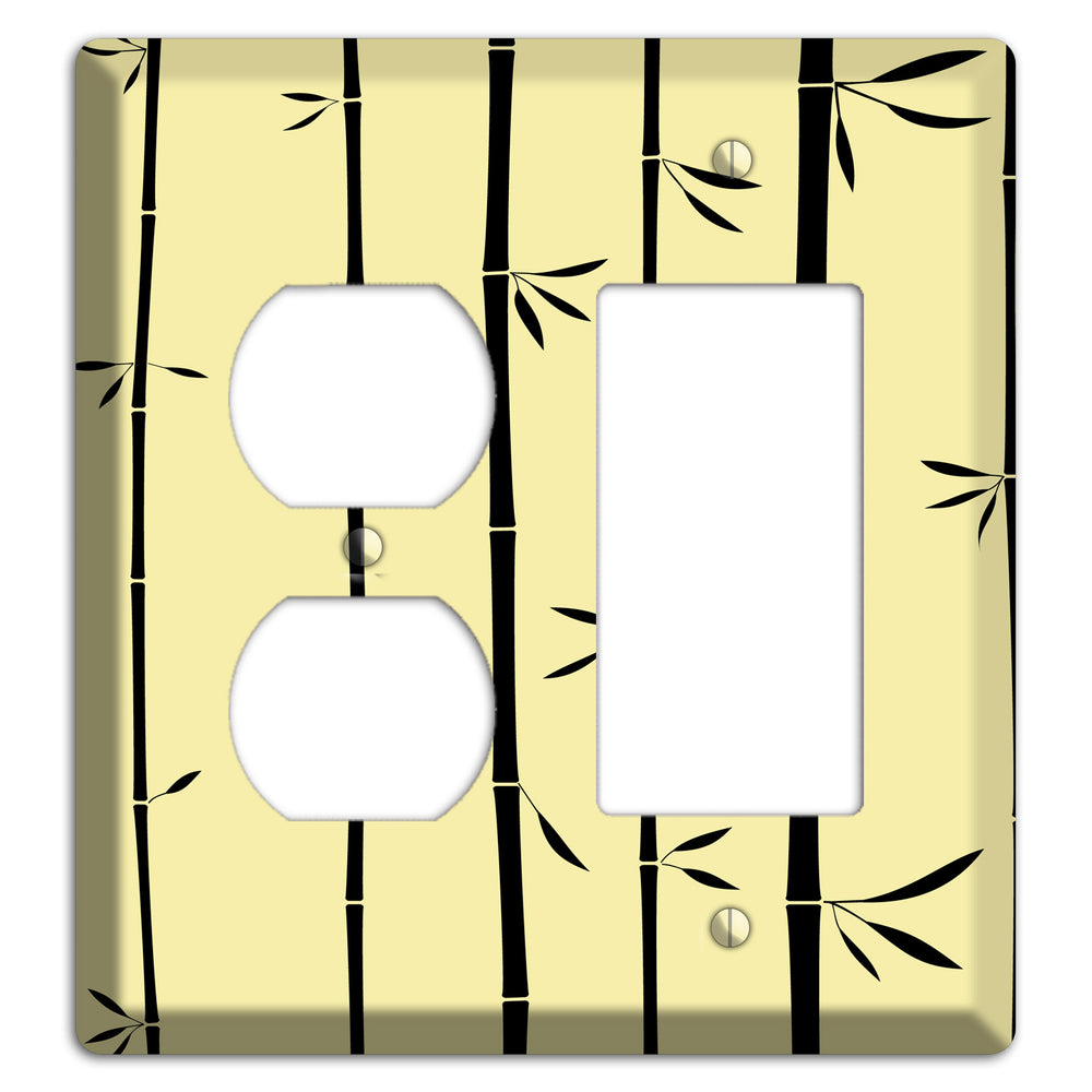 Yellow and Black Bamboo Duplex / Rocker Wallplate