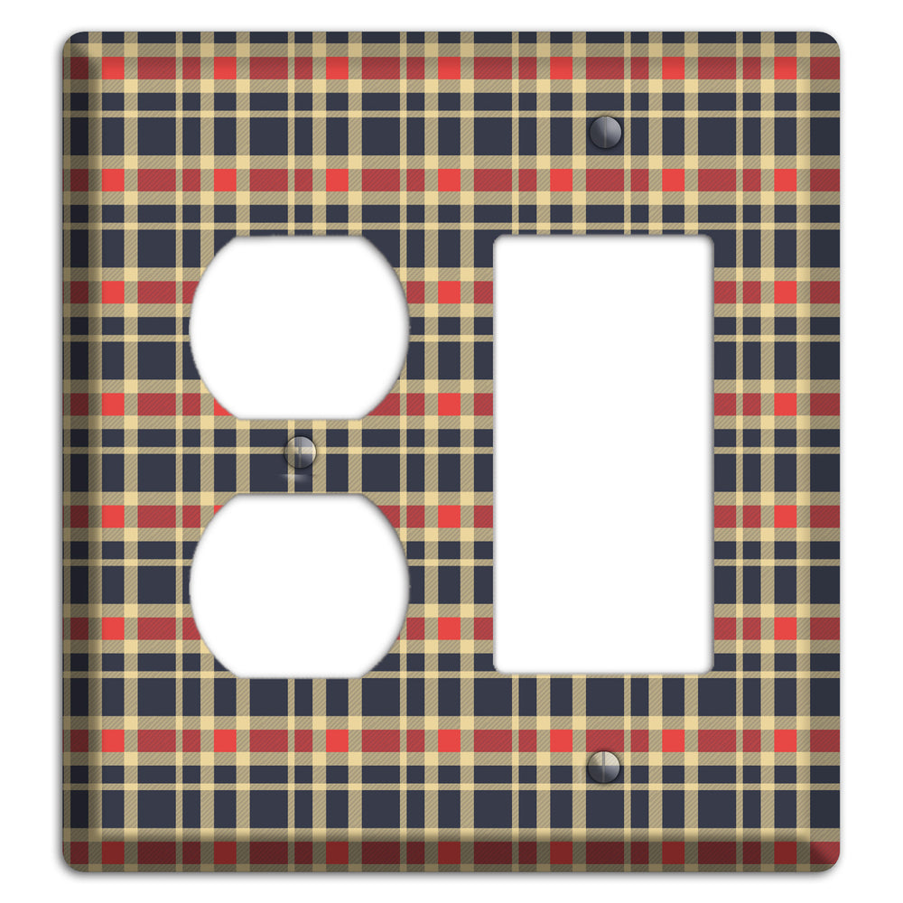 Maroon and Black Plaid 2 Duplex / Rocker Wallplate