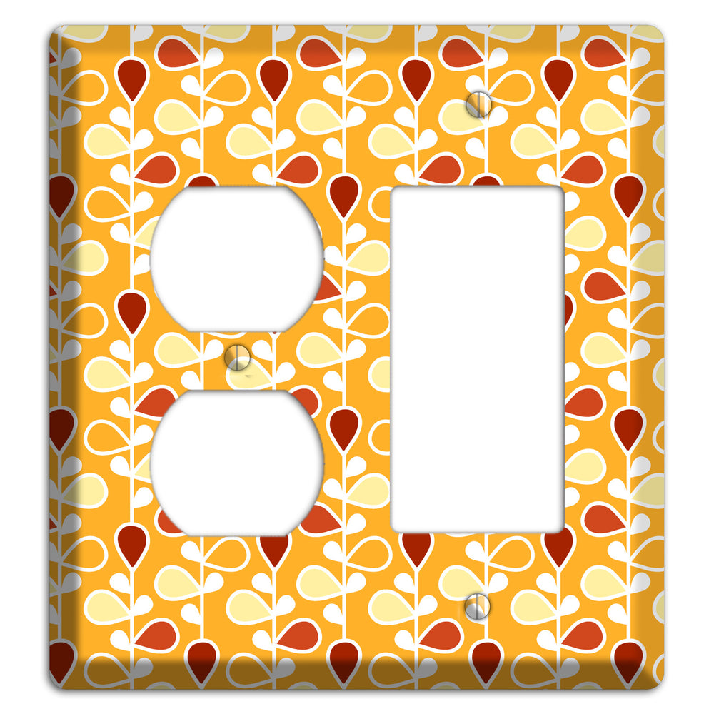 Orange with Yellow and Red Drop and Vine Duplex / Rocker Wallplate
