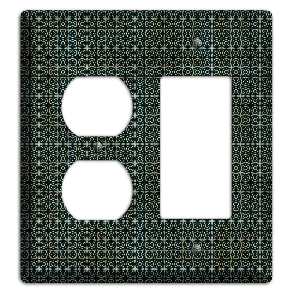 Dark Green Grunge Tiny Tiled Tapestry 4 Duplex / Rocker Wallplate