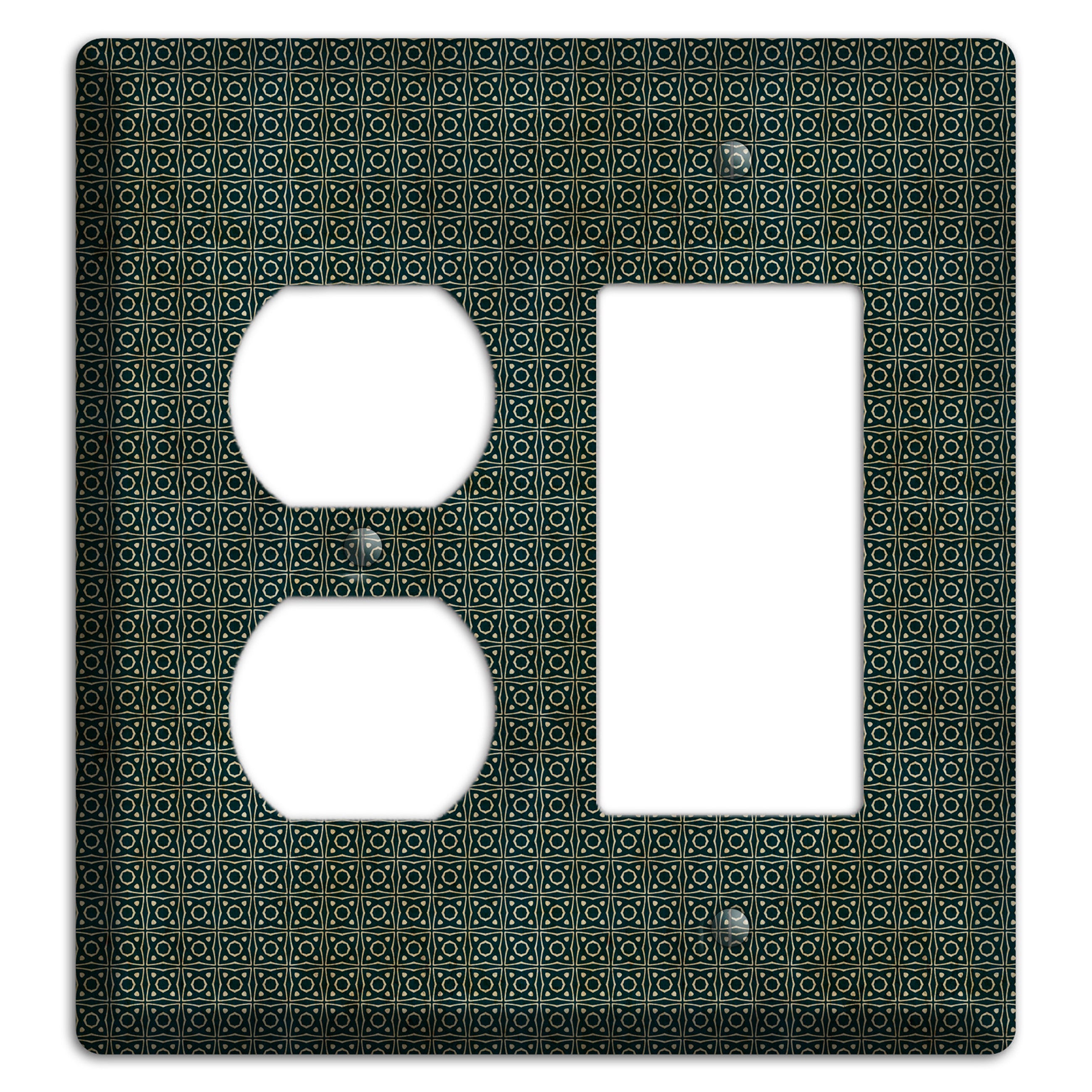Dark Green Grunge Tiny Tiled Tapestry 4 Duplex / Rocker Wallplate