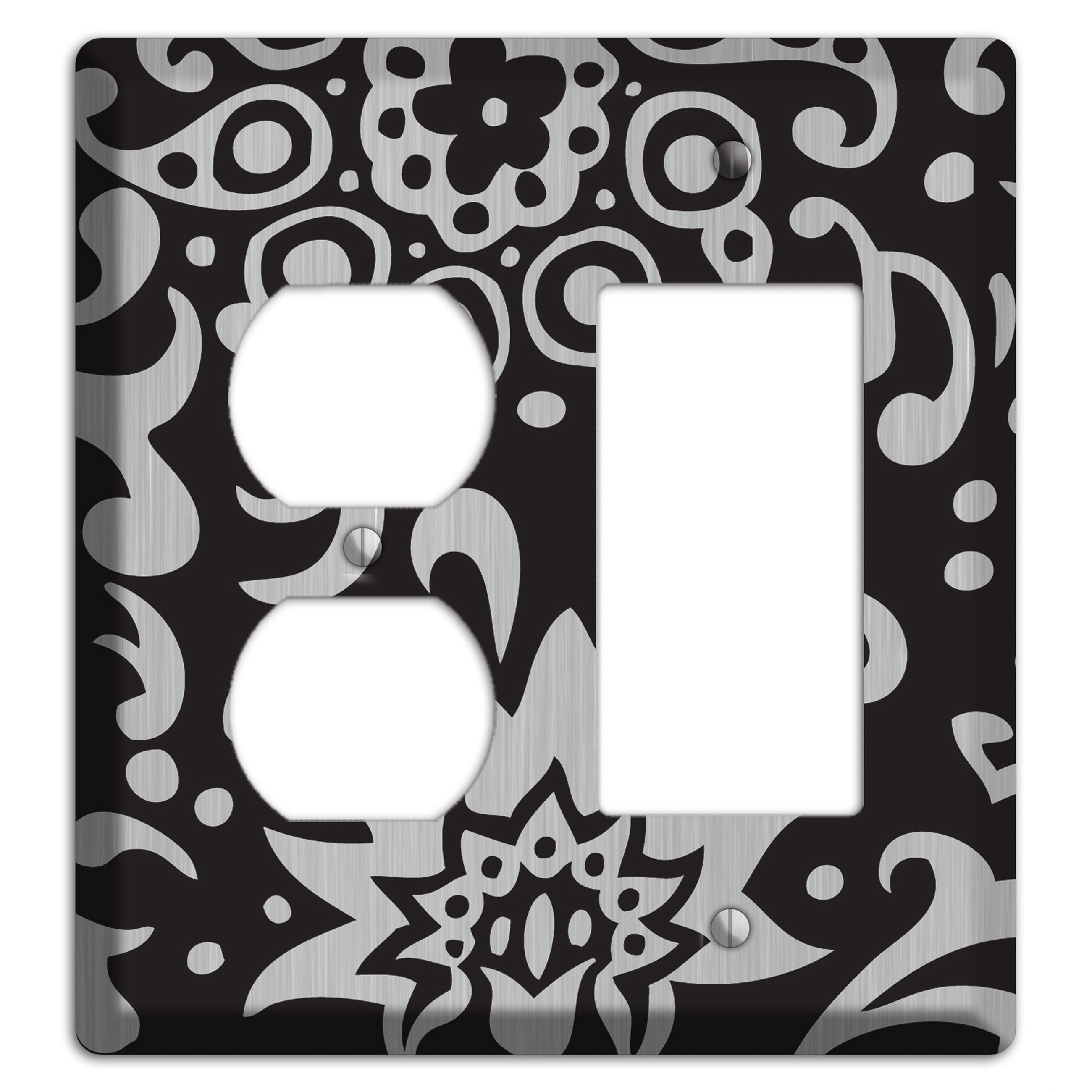Black Boteh  Stainless Duplex / Rocker Wallplate