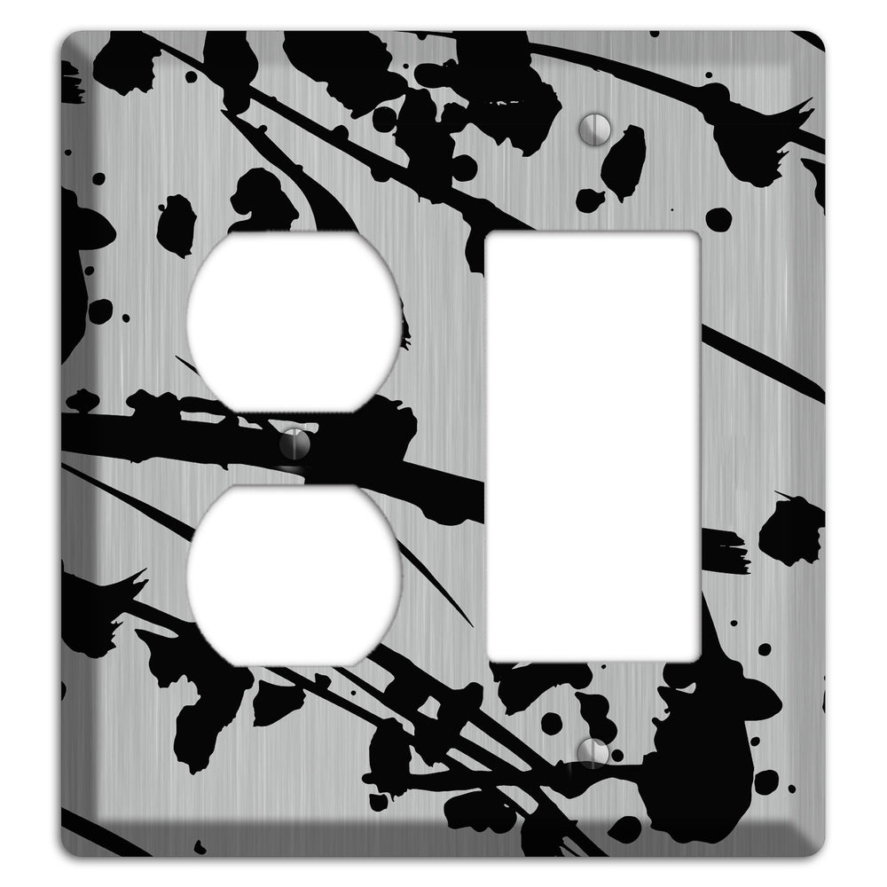 Ink Splash 6 Stainless Steel Duplex / Rocker Wallplate