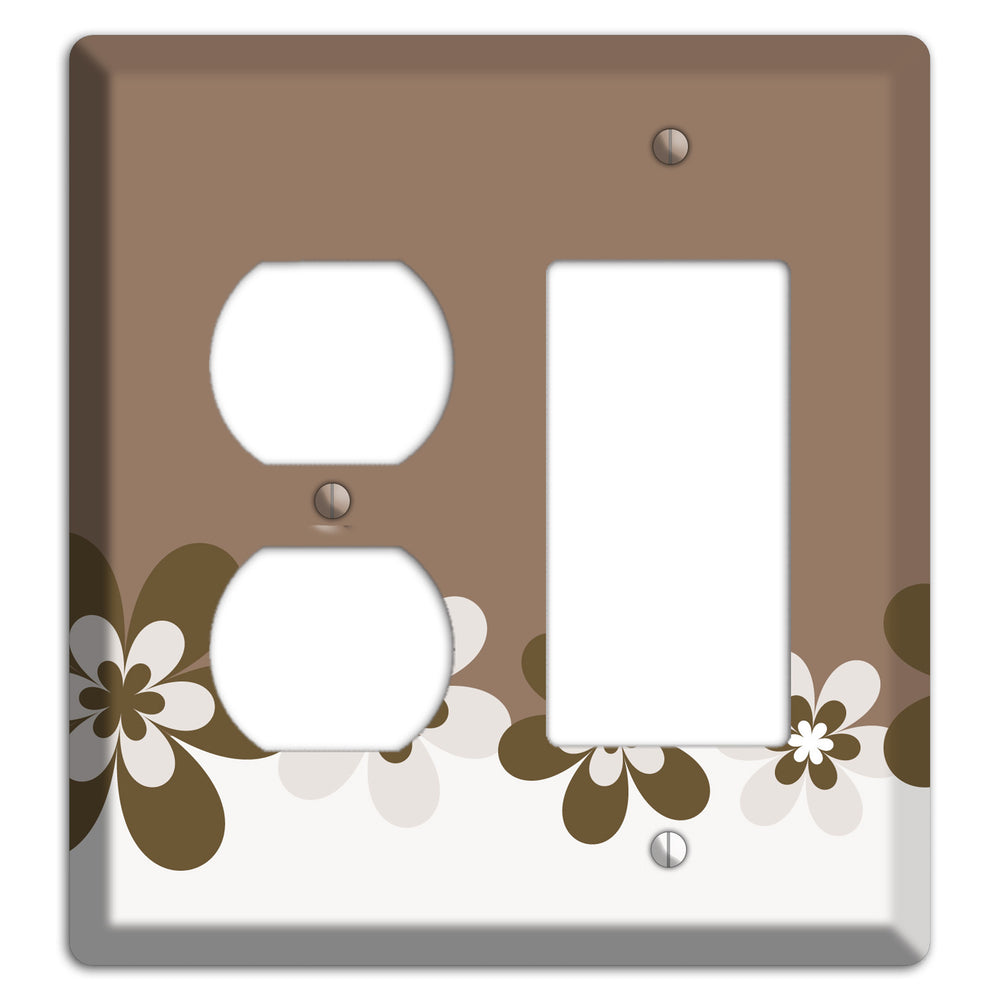 Brown Hippie Flowers Duplex / Rocker Wallplate