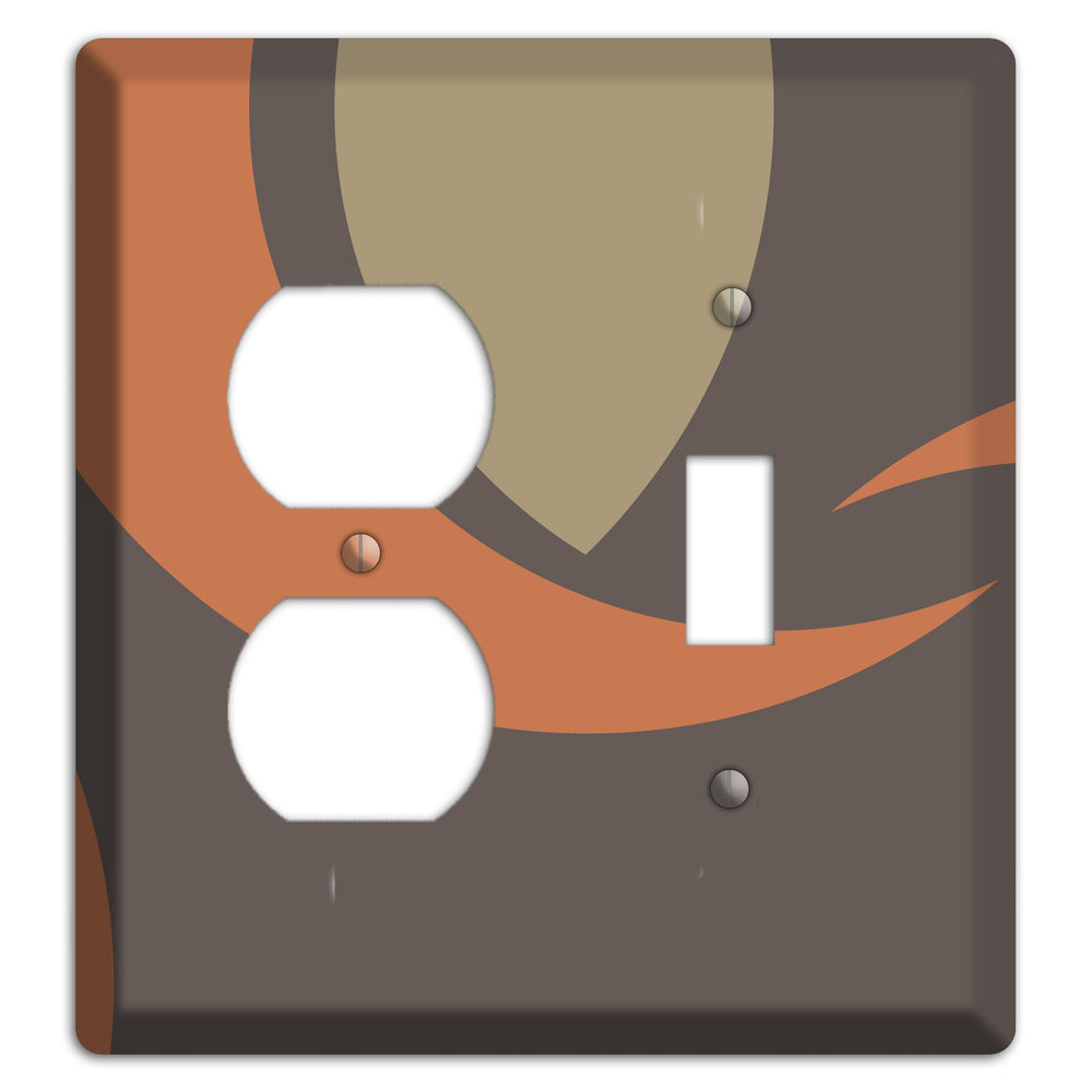 Grey Beige and Orange Abstract Duplex / Toggle Wallplate