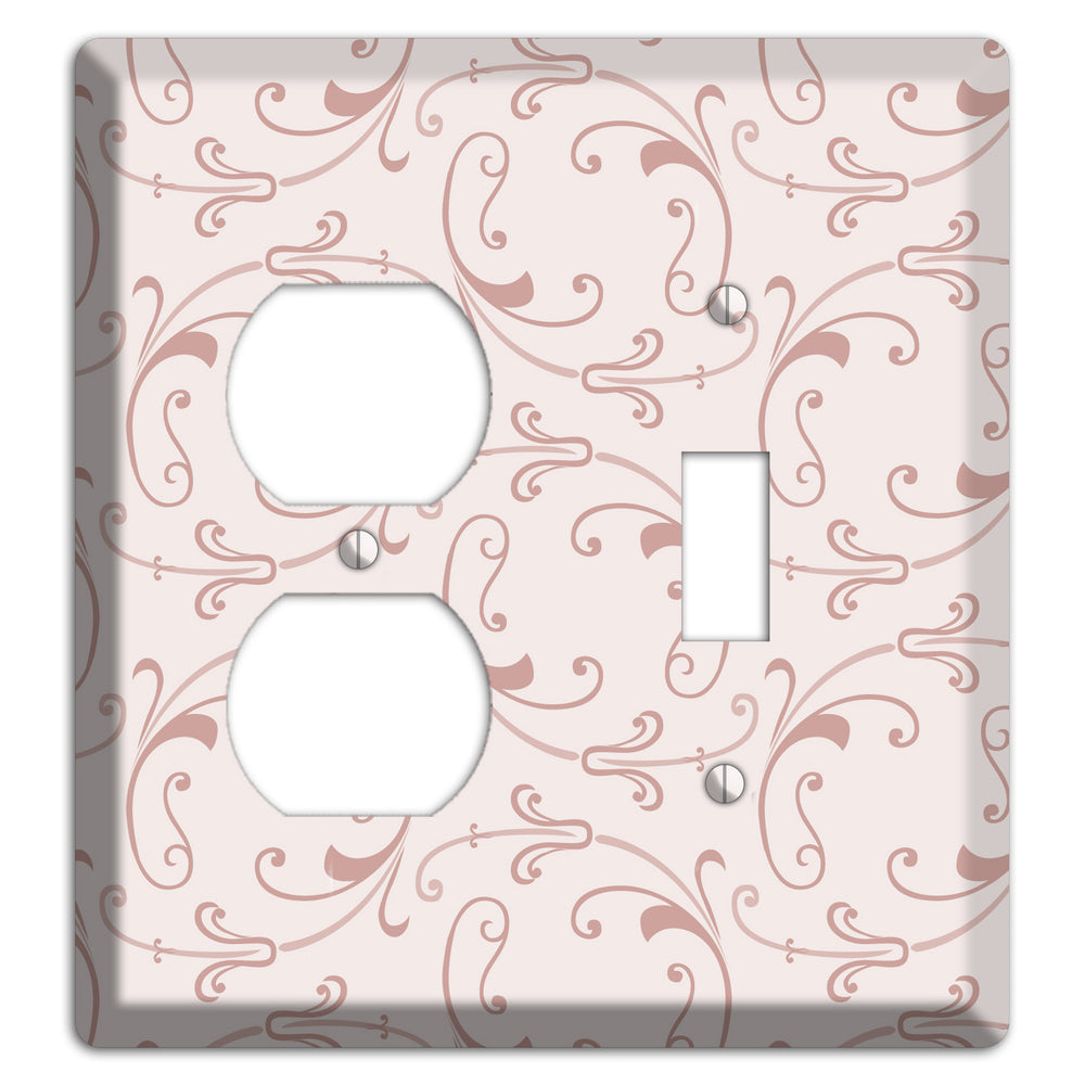 Dusty Rose Victorian Sprig Duplex / Toggle Wallplate