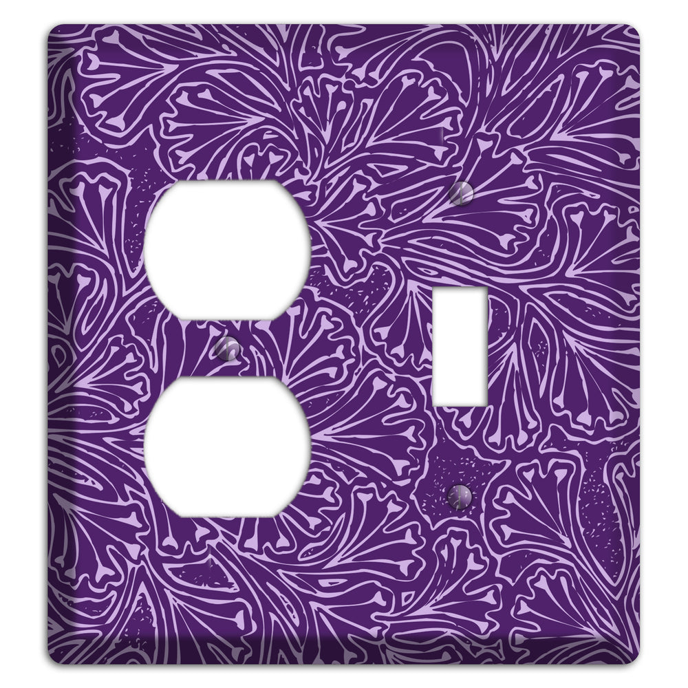 Deco Purple Interlocking Floral Duplex / Toggle Wallplate