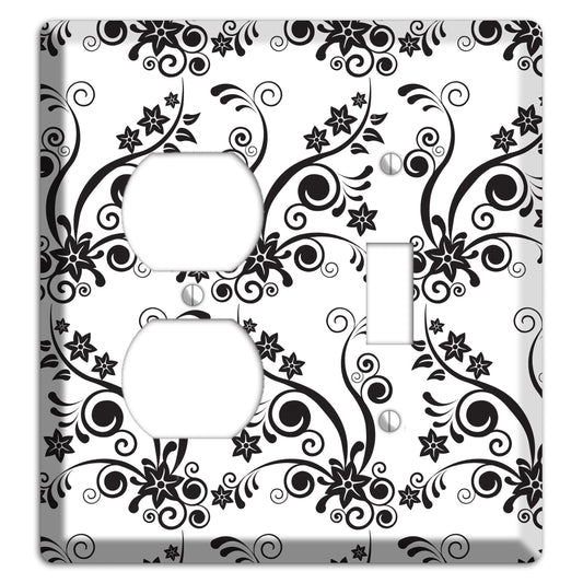 Scrolled Floral Toile Duplex / Toggle Wallplate
