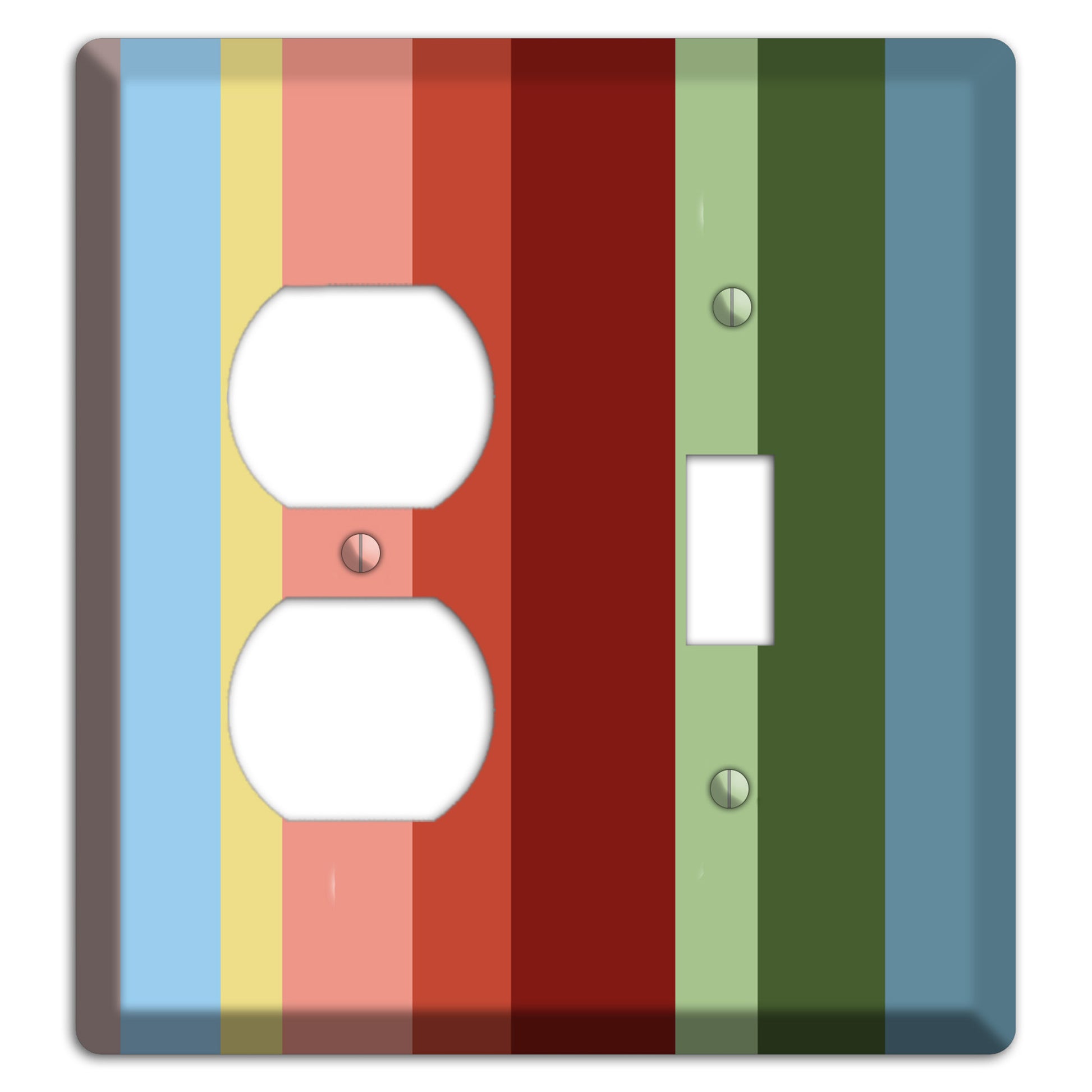 Multi Pastel Vertical Stripe Duplex / Toggle Wallplate