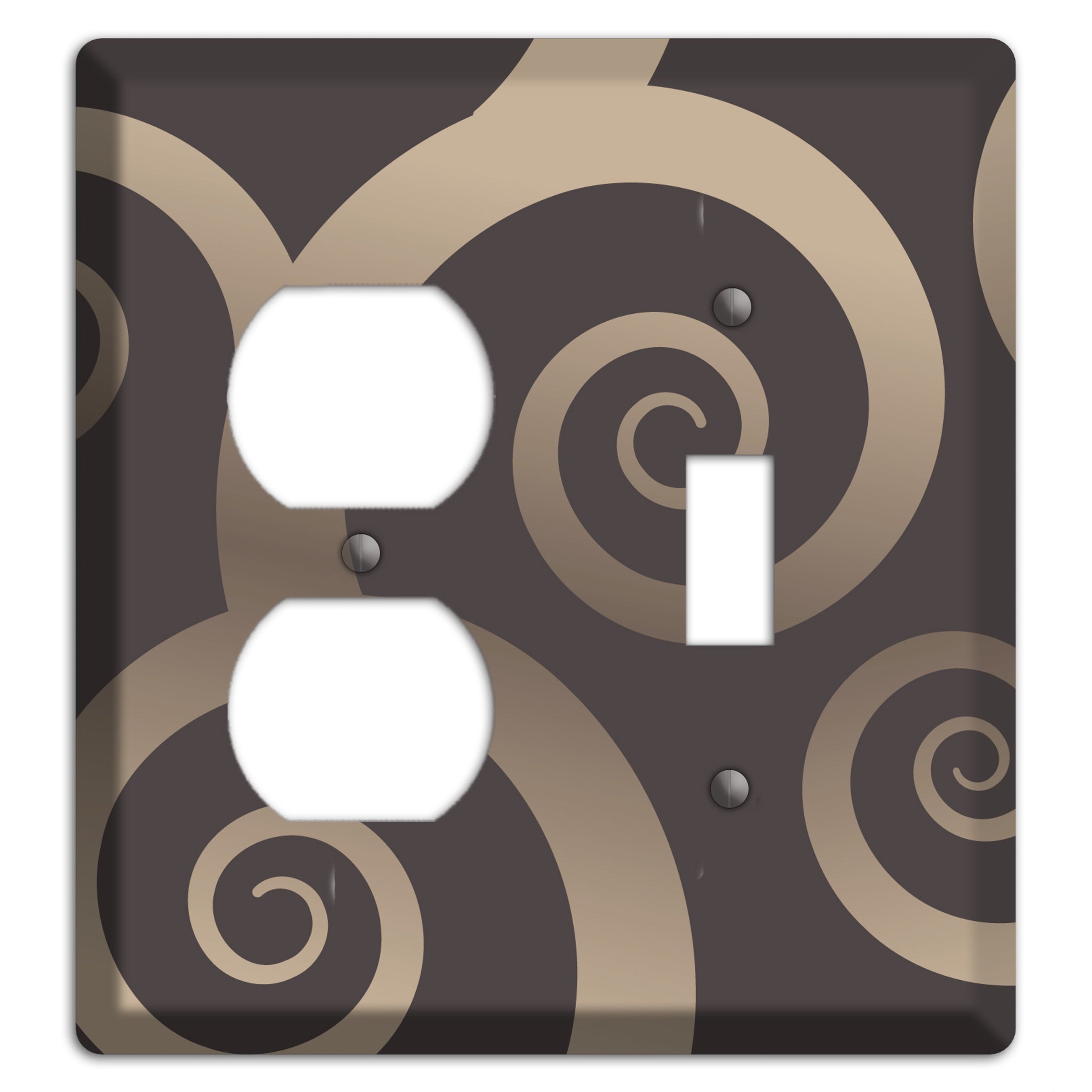 Brown with Beige Large Swirl Duplex / Toggle Wallplate