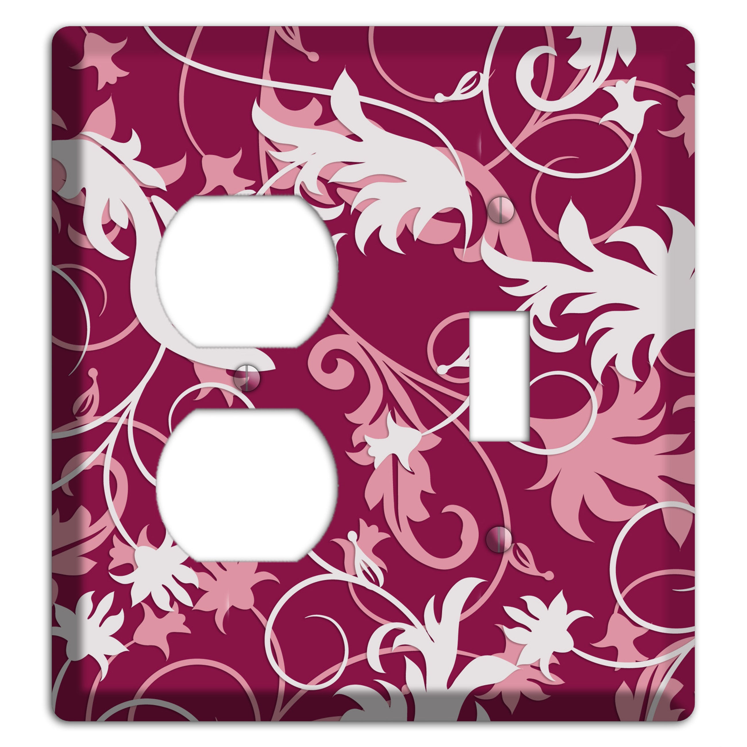 Fuschia and Pink Victorian Sprig Duplex / Toggle Wallplate