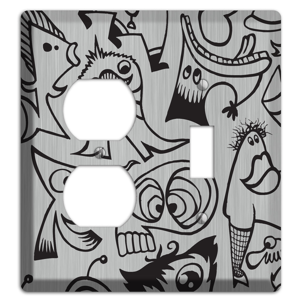 Whimsical Faces 2 Stainless Steel Duplex / Toggle Wallplate