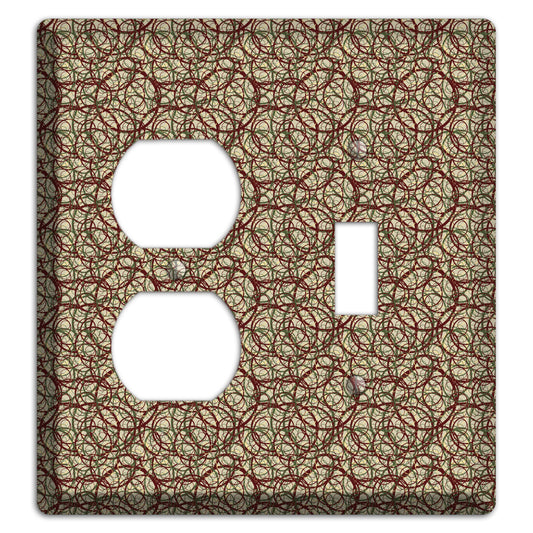 Brown and Burgundy Circles Duplex / Toggle Wallplate
