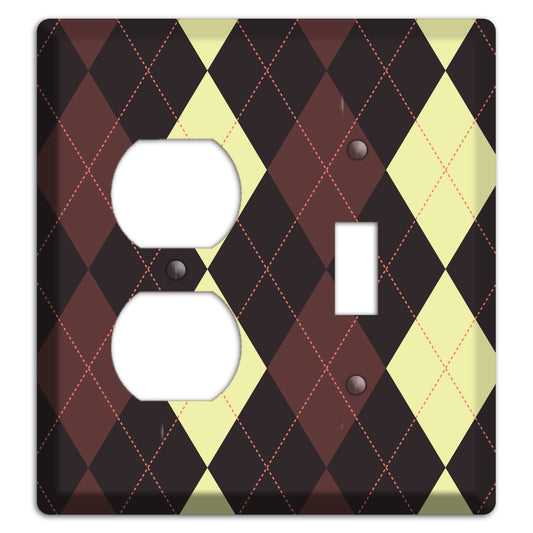 Maroon and Yellow Argyle Duplex / Toggle Wallplate