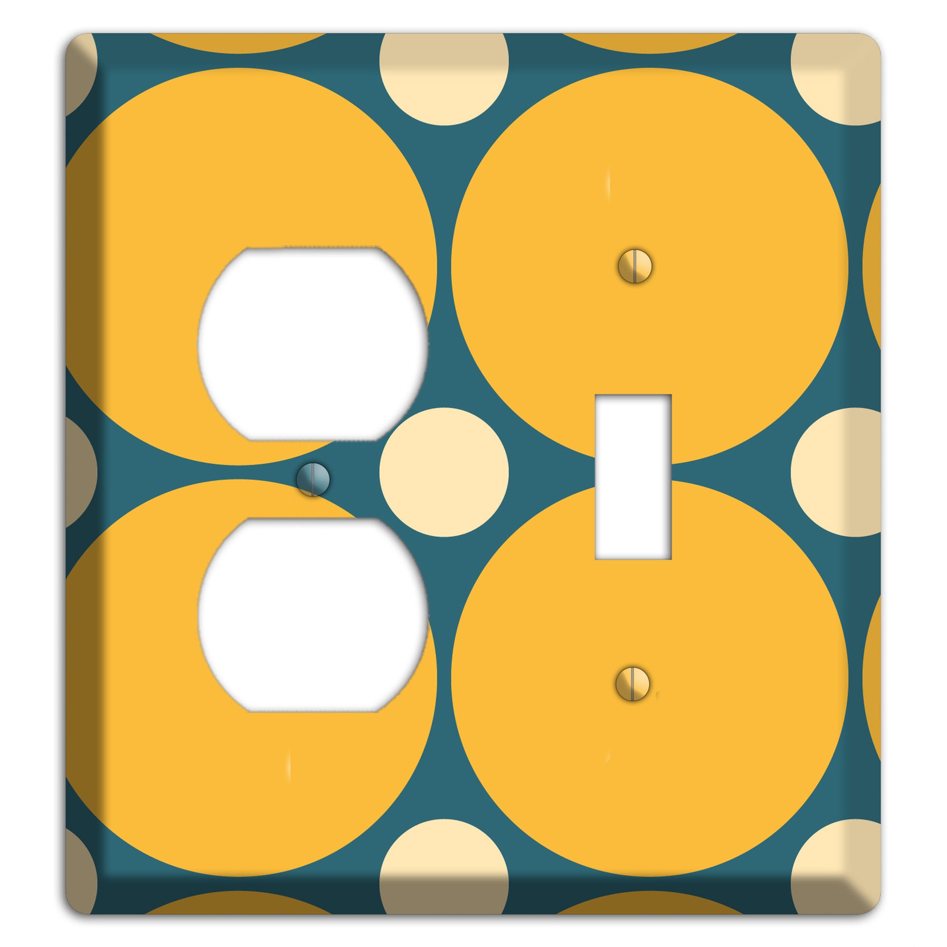 Jade with Mustard and Beige Multi Tiled Large Dots Duplex / Toggle Wallplate