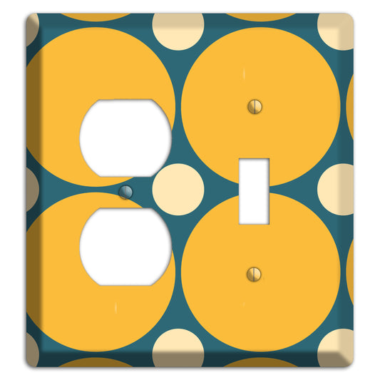 Jade with Mustard and Beige Multi Tiled Large Dots Duplex / Toggle Wallplate