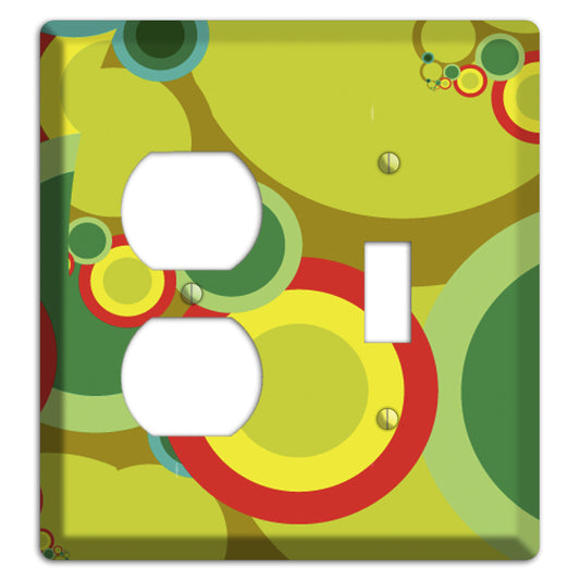 Green and Yellow Abstract Circles Duplex / Toggle Wallplate