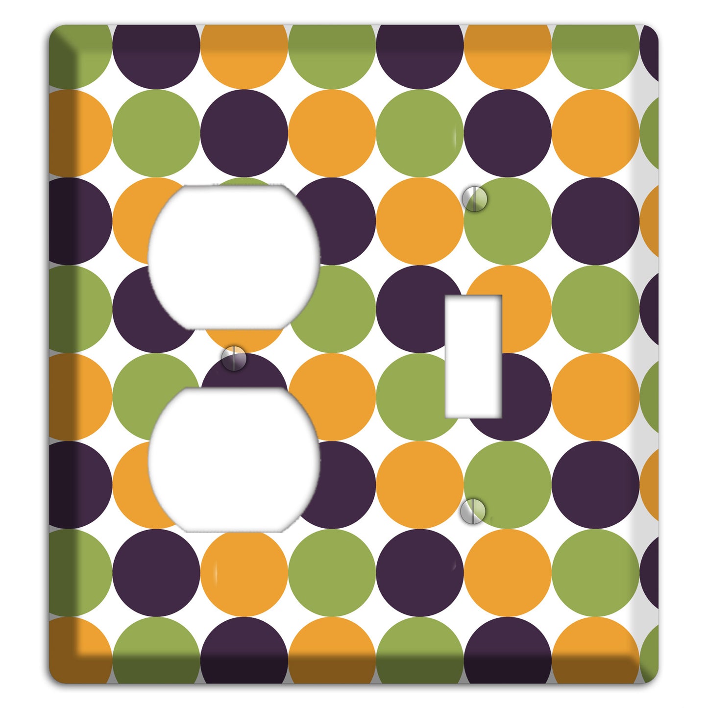 Olive Eggplant Orange Tiled Dots Duplex / Toggle Wallplate