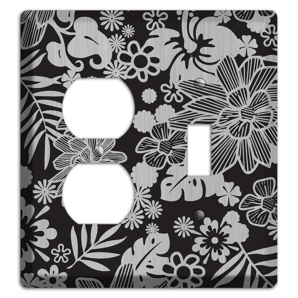 Black with Stainless Steel Tropical Duplex / Toggle Wallplate