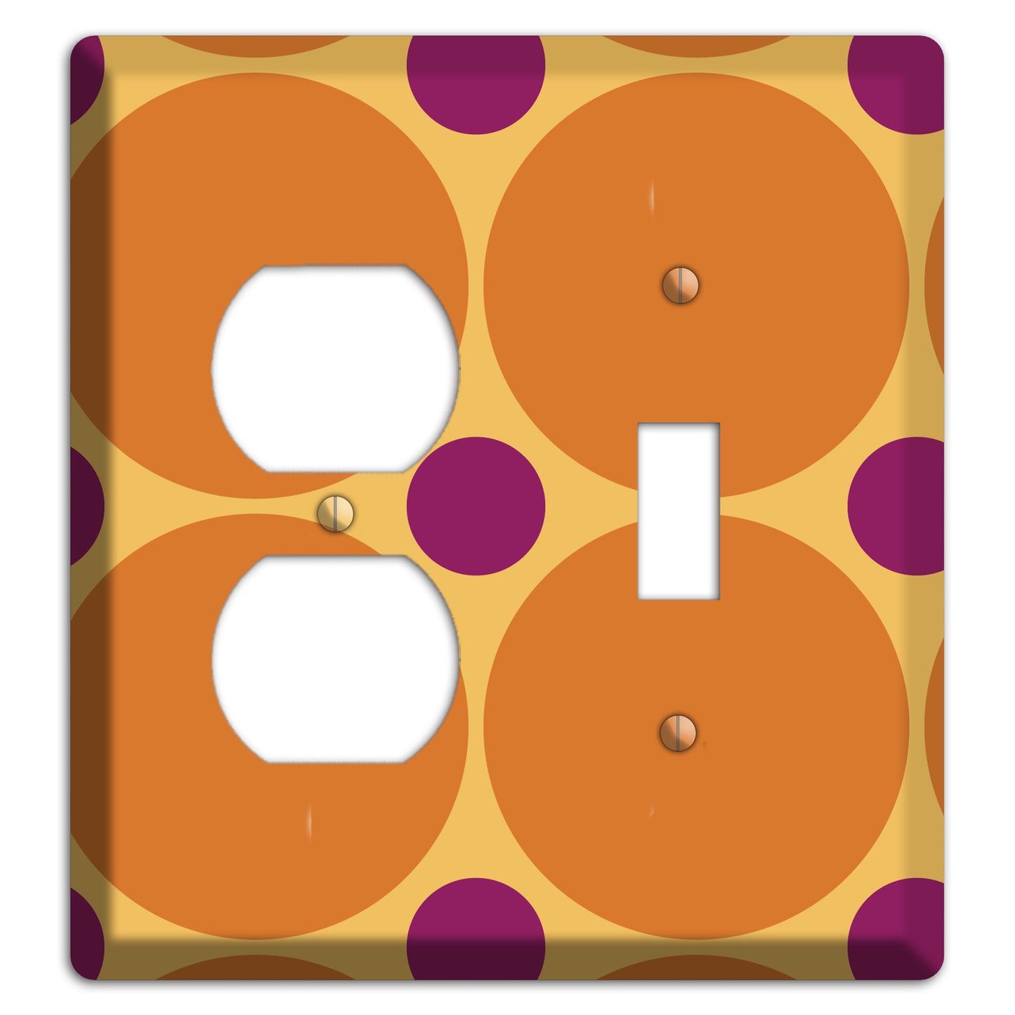 Orange with Umber and Plum Multi Tiled Large Dots Duplex / Toggle Wallplate