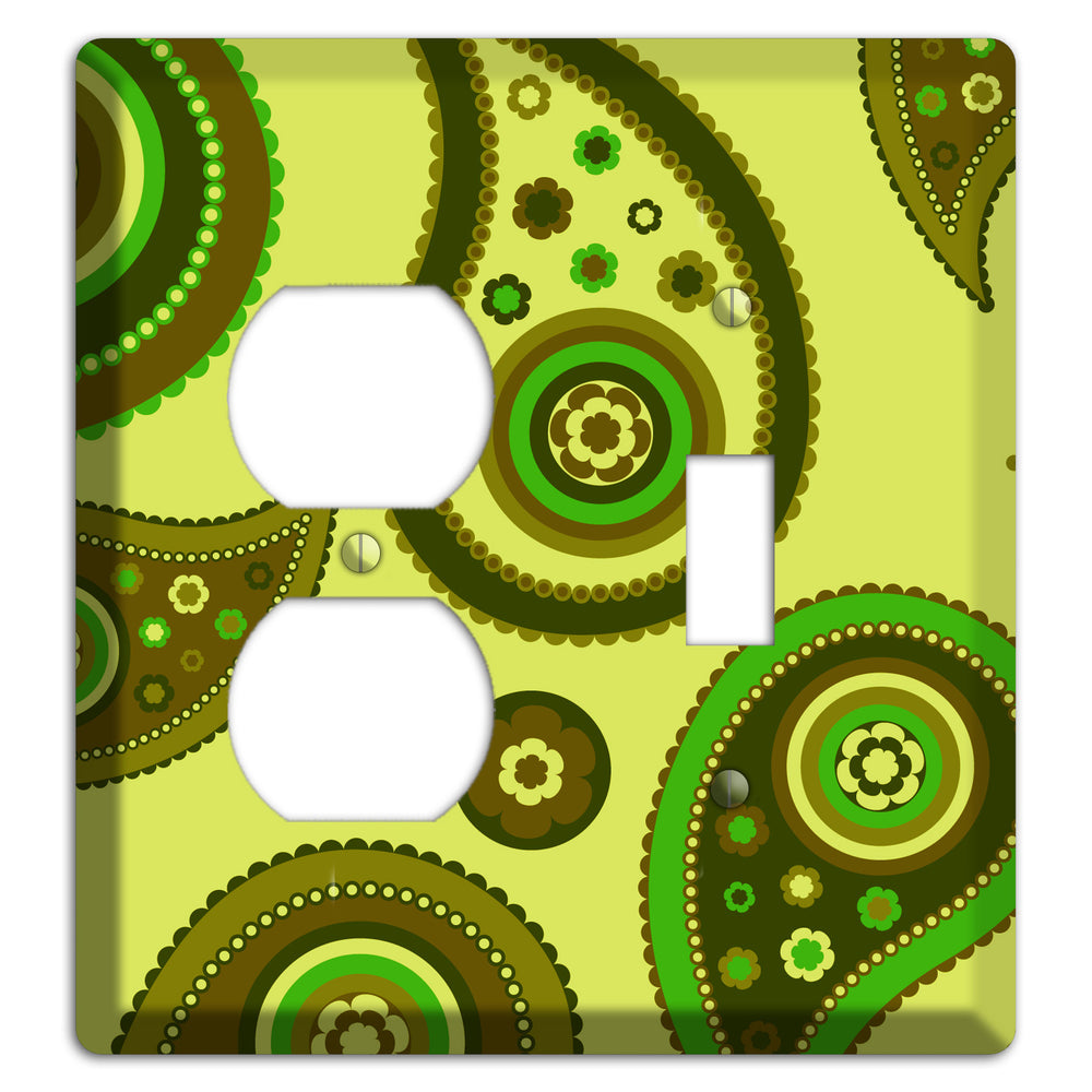 Bright Green Paisley Duplex / Toggle Wallplate