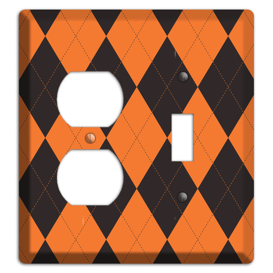 Orange Argyle Duplex / Toggle Wallplate