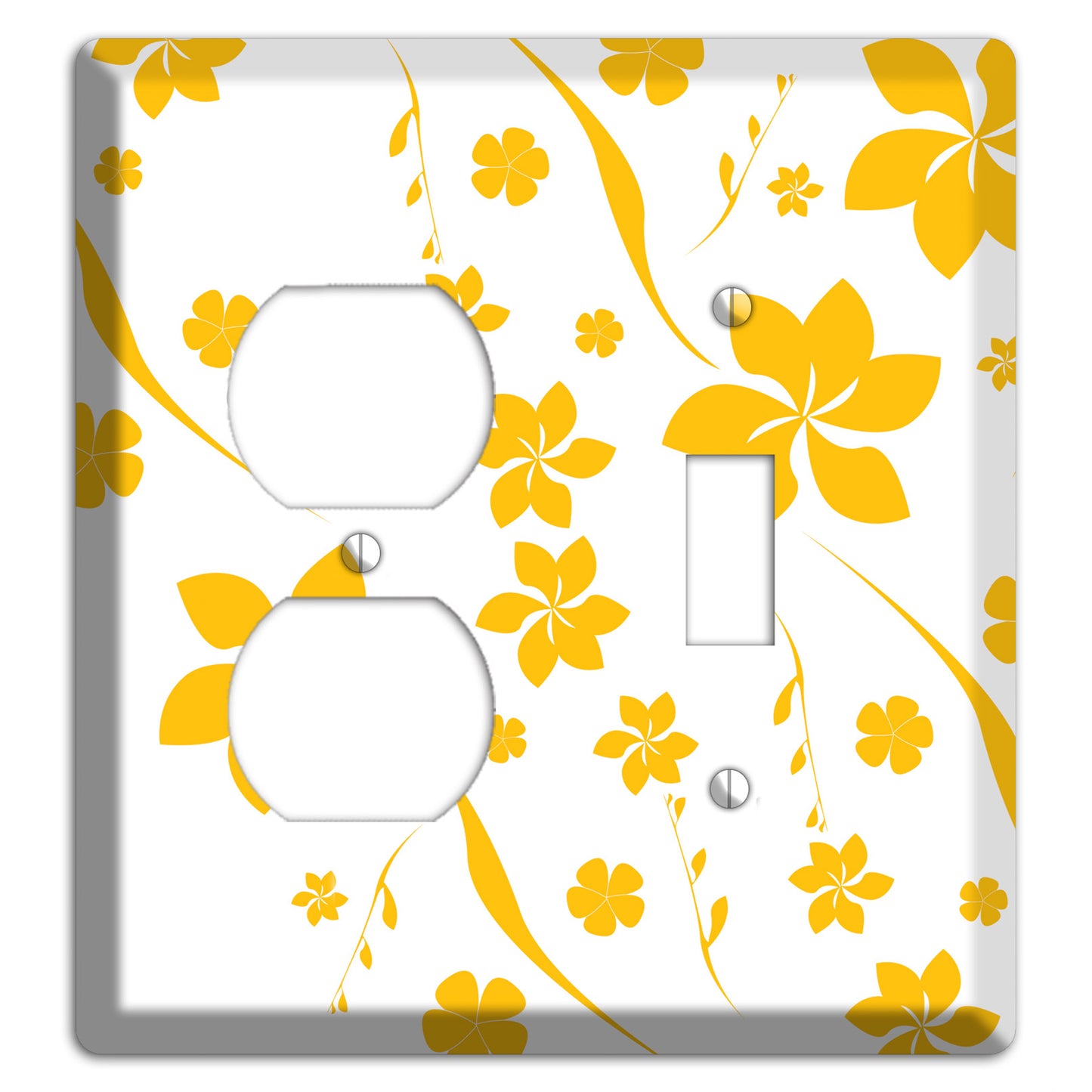 White with Yellow Flower Duplex / Toggle Wallplate