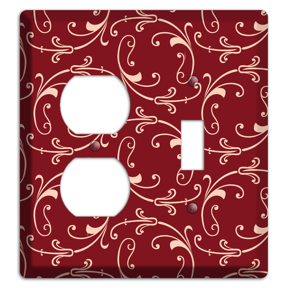 Burgundy Victorian Sprig Duplex / Toggle Wallplate