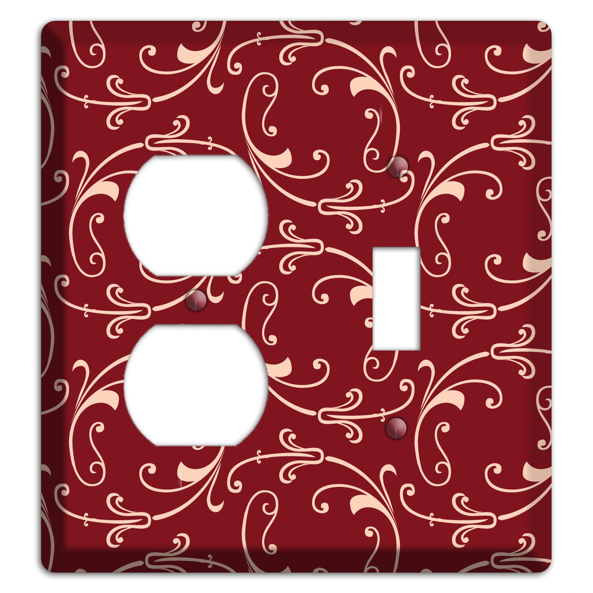 Burgundy Victorian Sprig Duplex / Toggle Wallplate