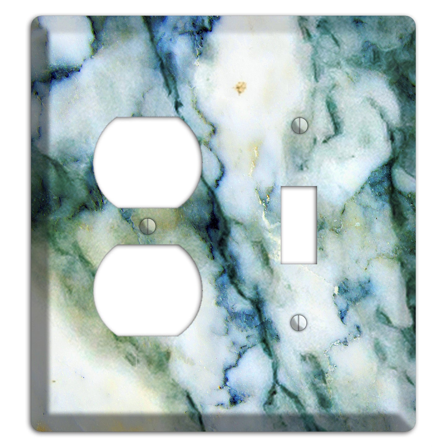 White, Green and Blue Marble Duplex / Toggle Wallplate