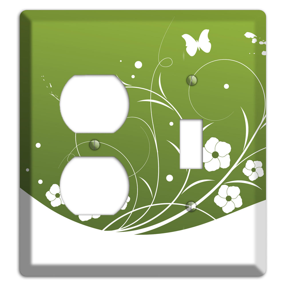 Green Floral Sprig Duplex / Toggle Wallplate