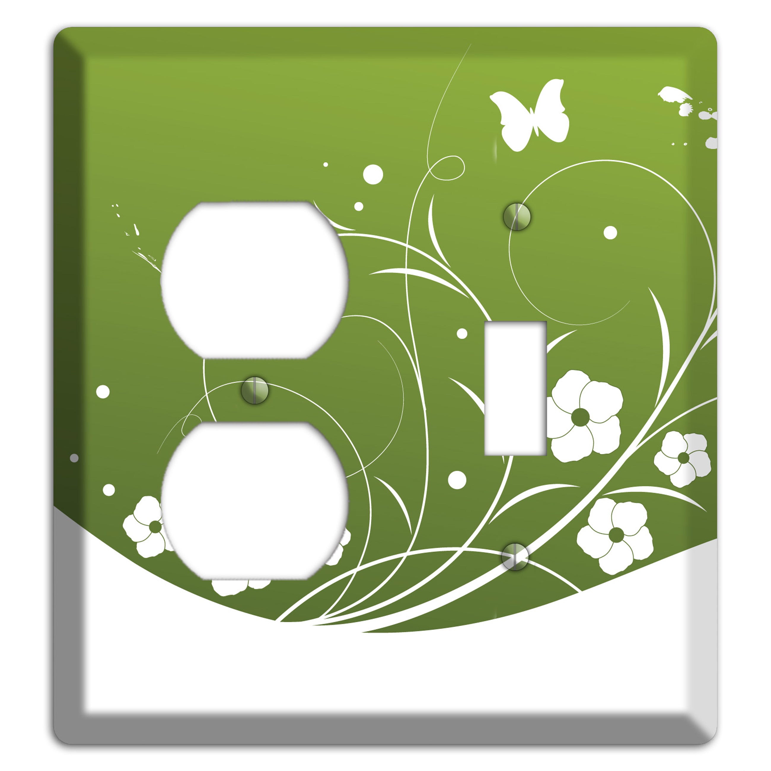 Green Floral Sprig Duplex / Toggle Wallplate