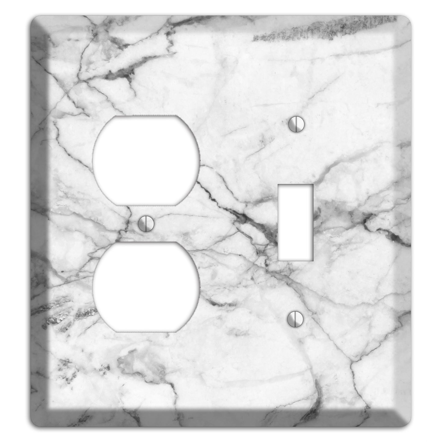 White and Gray Marble Duplex / Toggle Wallplate