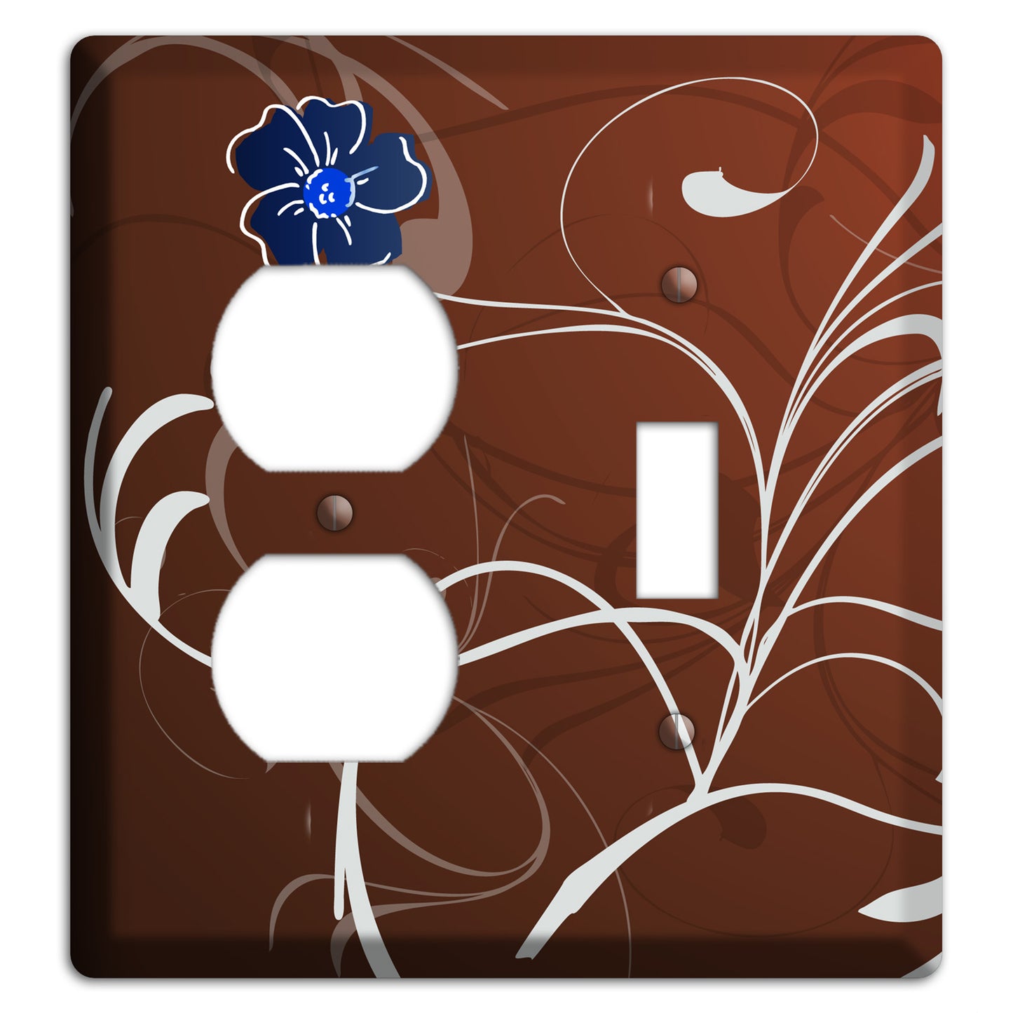 Brown Flower with Swirl Duplex / Toggle Wallplate
