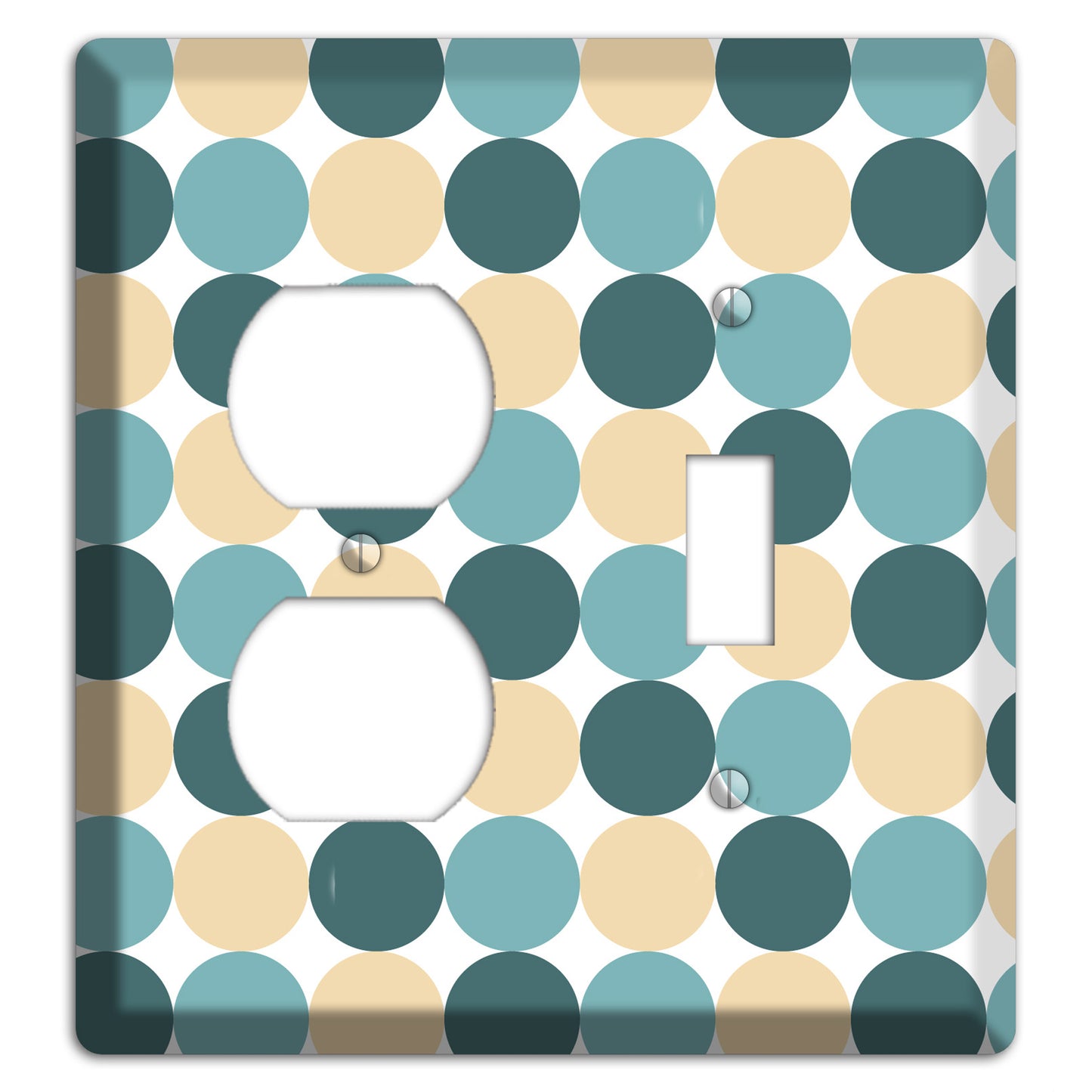 Dusty Blue Beige Tiled Dots Duplex / Toggle Wallplate