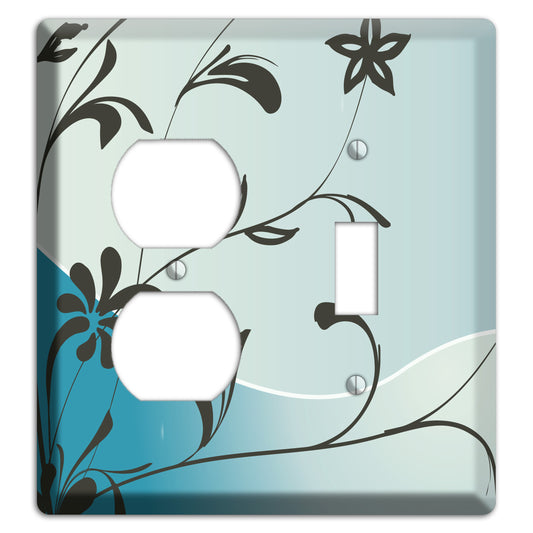 Blue-grey Flowers Duplex / Toggle Wallplate