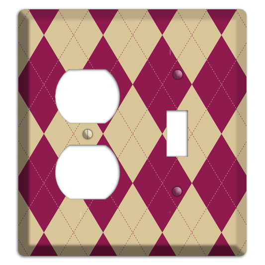 Red and Tan Argyle Duplex / Toggle Wallplate