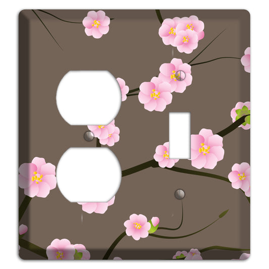 Pink and Brown Cherry Blossoms Duplex / Toggle Wallplate