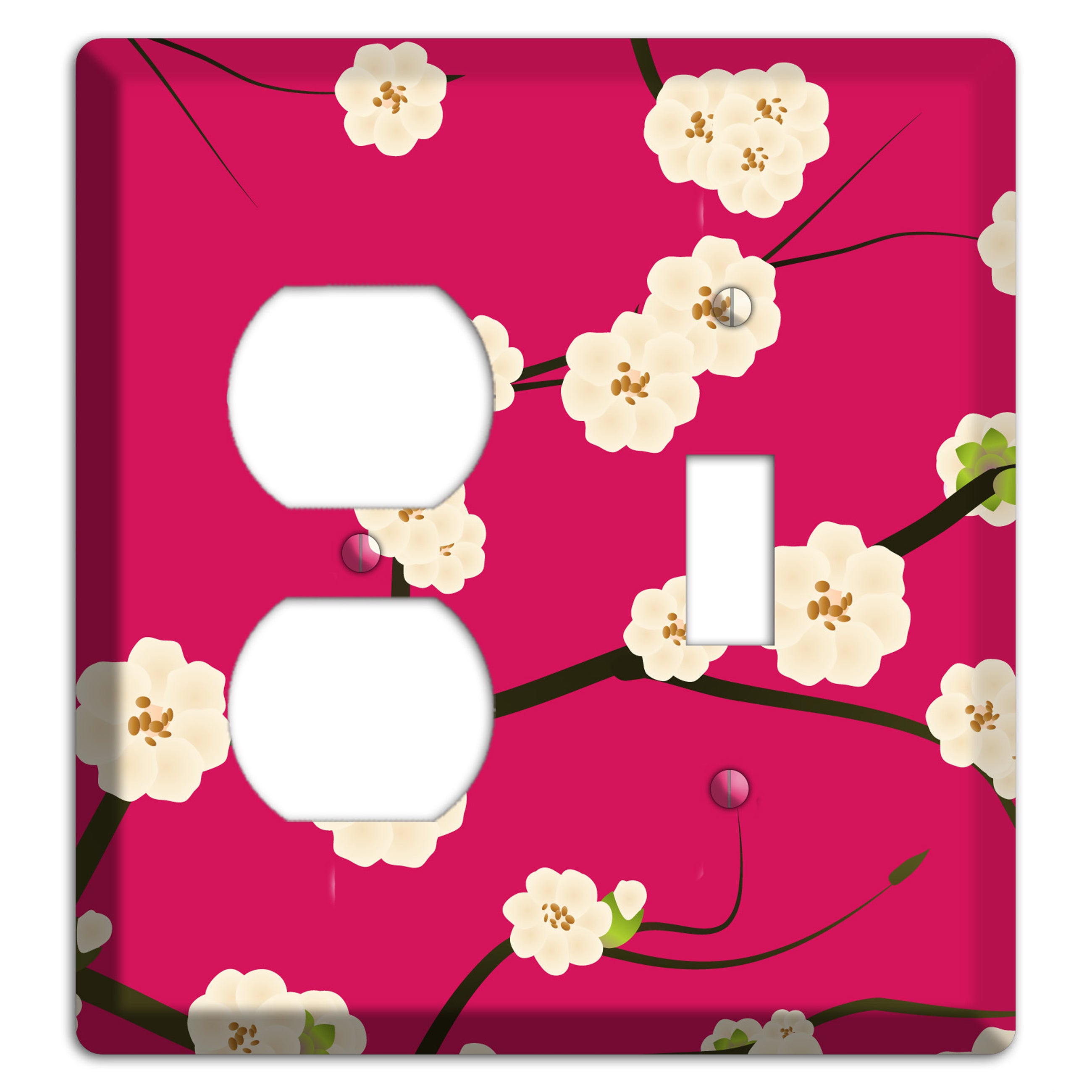 Red Cherry Bloosoms Duplex / Toggle Wallplate