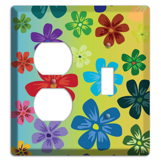 Blue to yellow Flowers Duplex / Toggle Wallplate